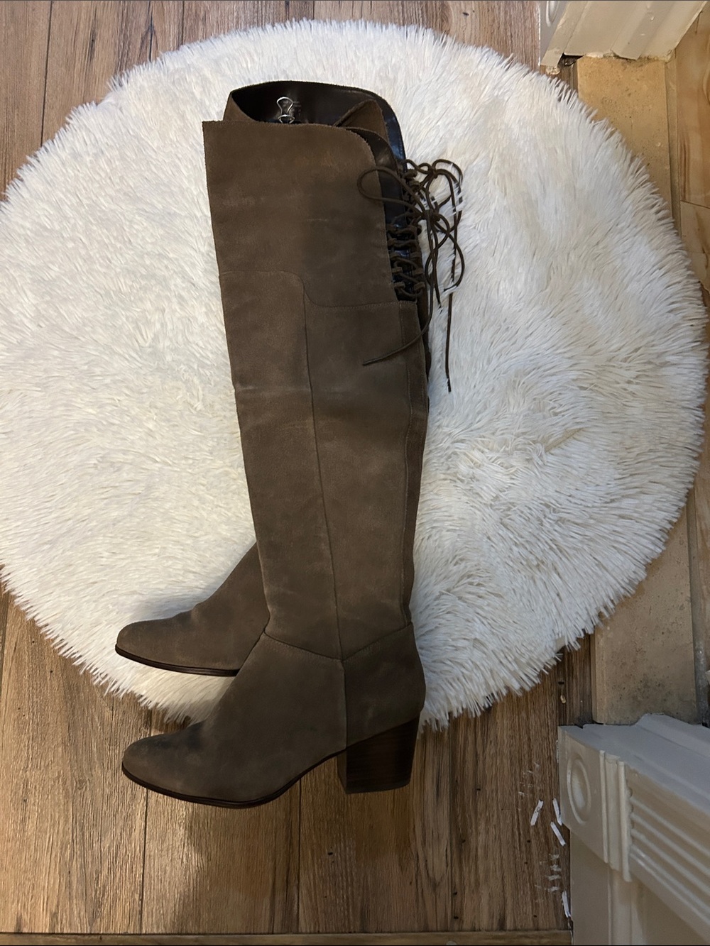 Aldo Taupe Suede Over-the-Knee Lace-Up Boots